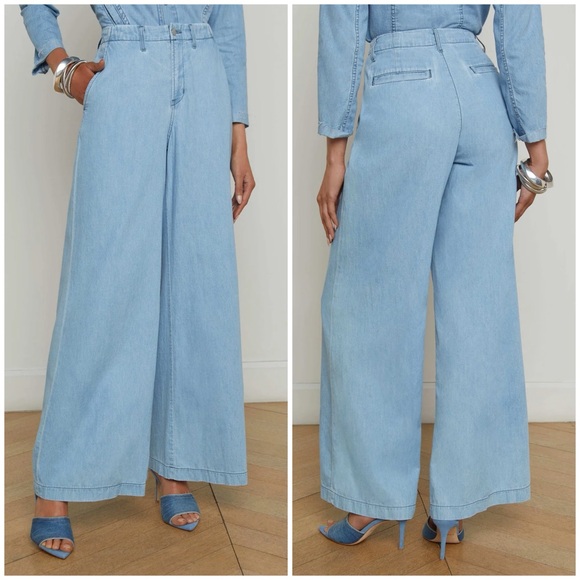 New L’Agence Runa High Rise Wide Leg Trouser Jeans Lozano Blue Sz 29 - Picture 1 of 12